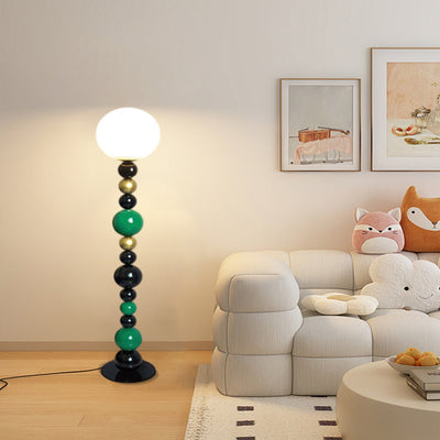 Lámpara de pie Morandi roja/verde, metálica, acrílica, globular, para dormitorio