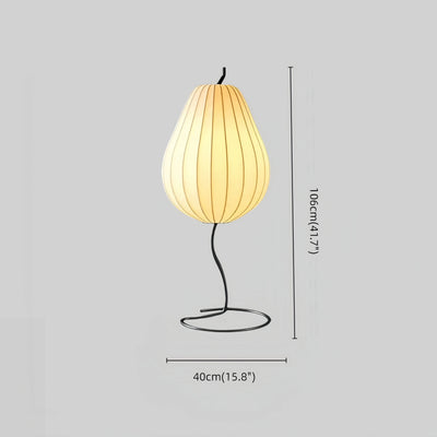 Zenno Japanese Style Floor Lamp with Pear-Shaped — White Metal for Bedroom