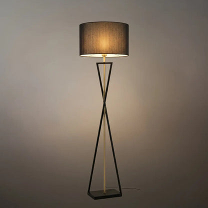 Modern Floor Lamp with Cylindrical Fabric Shade
