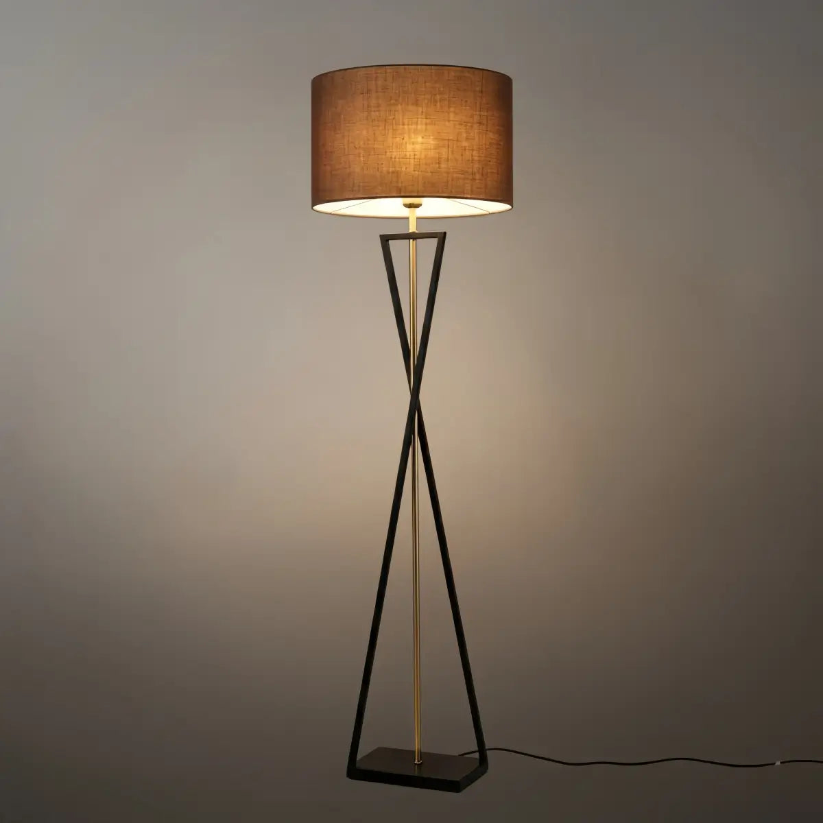 Modern Floor Lamp with Cylindrical Fabric Shade