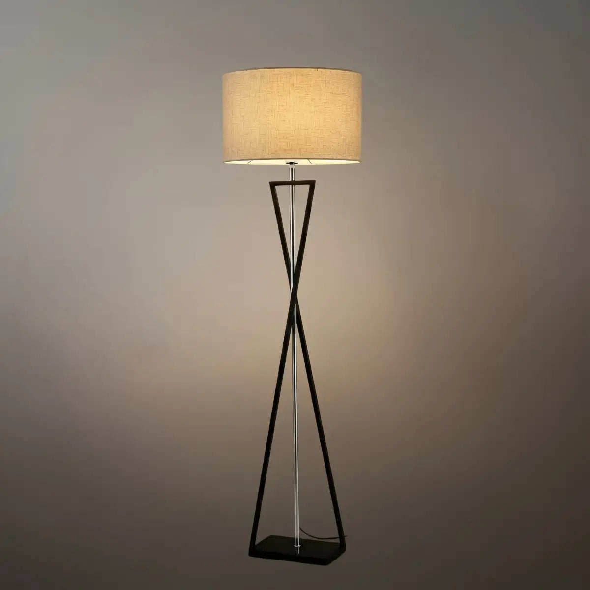 Modern Floor Lamp with Cylindrical Fabric Shade