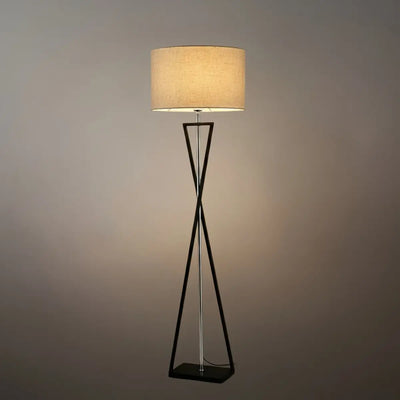 Modern Floor Lamp with Cylindrical Fabric Shade
