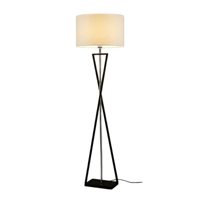 Modern Floor Lamp with Cylindrical Fabric Shade