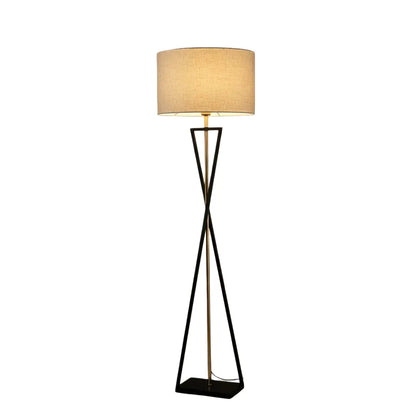 Modern Floor Lamp with Cylindrical Fabric Shade