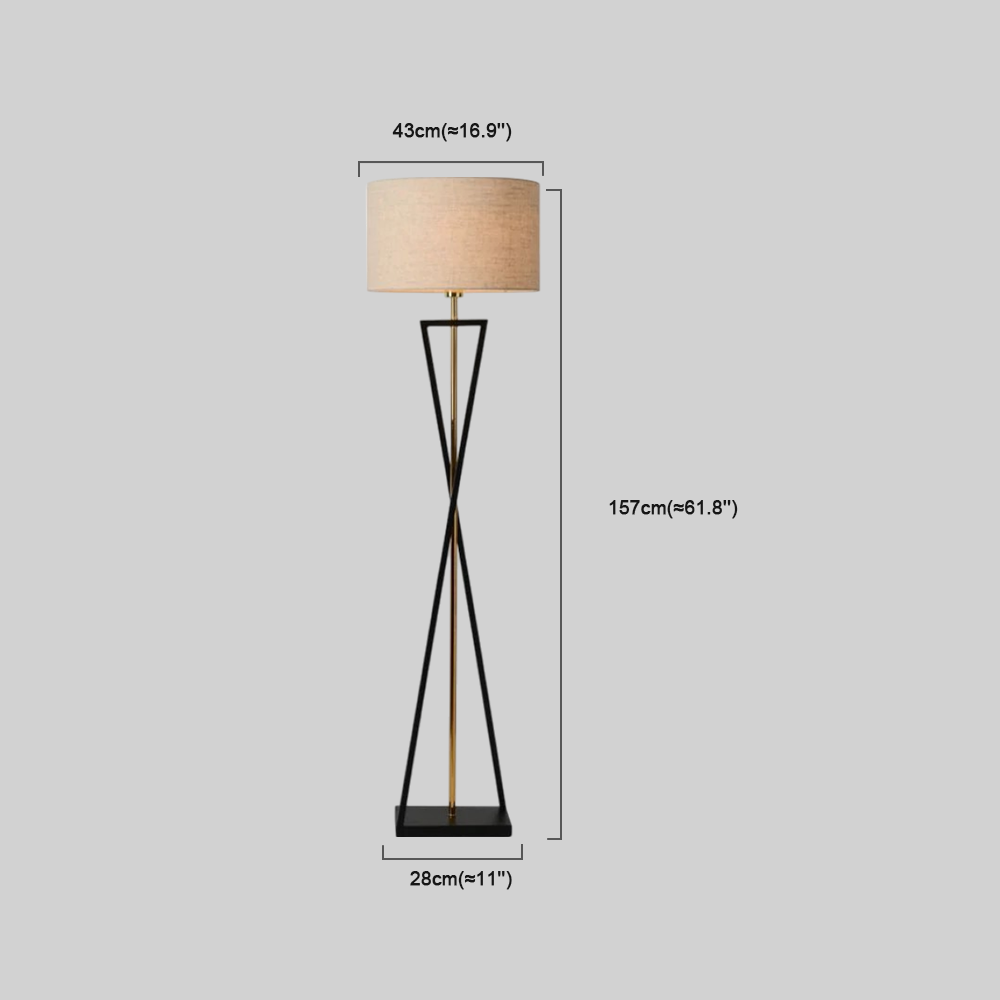 Modern Floor Lamp with Cylindrical Fabric Shade Dimension