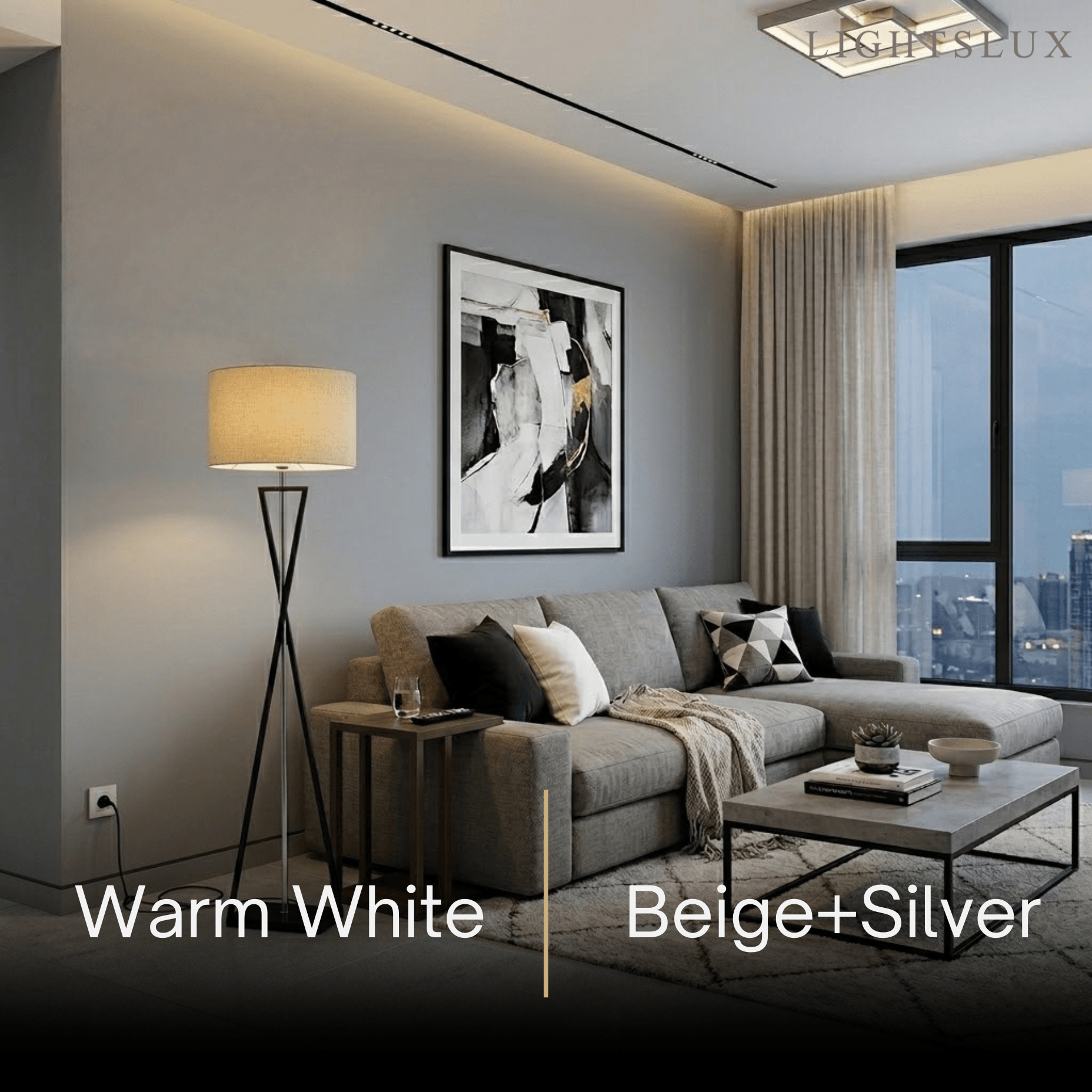 Modern Floor Lamp with Cylindrical Fabric Shade