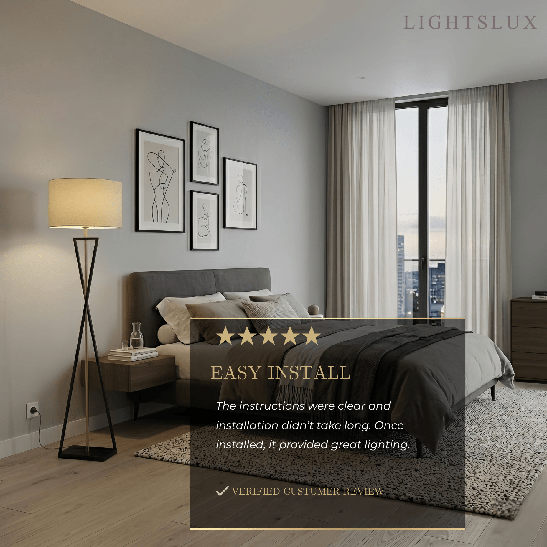 Modern Floor Lamp with Cylindrical Fabric Shade