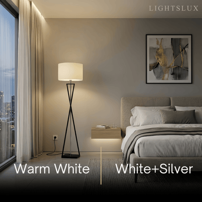 Modern Floor Lamp with Cylindrical Fabric Shade