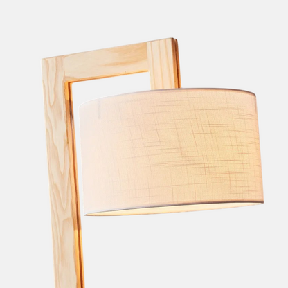 Nordic Floor Lamp – Wood Log with Hooded Shade 