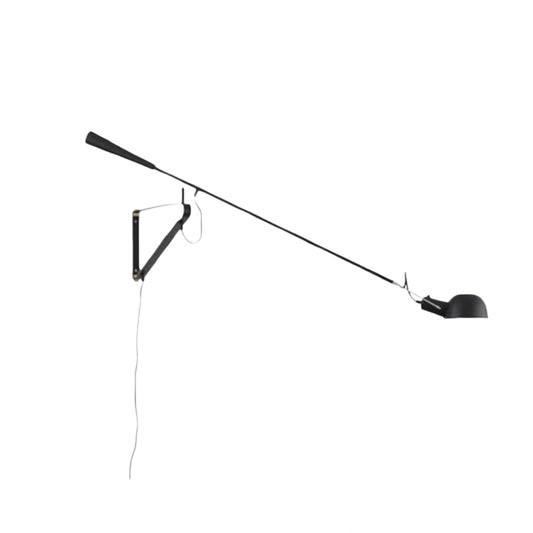 Arcato Minimalist Black Wall Lamp-Metal Long Swing Adjustable Arm Living Room/Bedroom