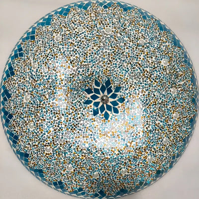Mahara Mediterranean Ceiling Light - White/Yellow/Blue Metal & Glass for Bedroom