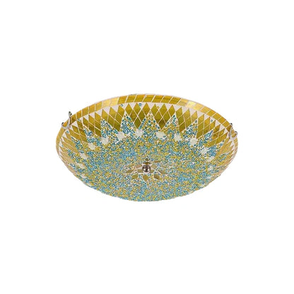 Mahara Mid-Century Ceiling Light - White/Yellow/Blue Metal & Glass for Bedroom