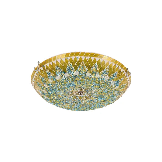 Mahara Mid-Century Ceiling Light - White/Yellow/Blue Metal & Glass for Bedroom