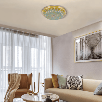 Yellow Ceiling Light Metal Glass Bedroom