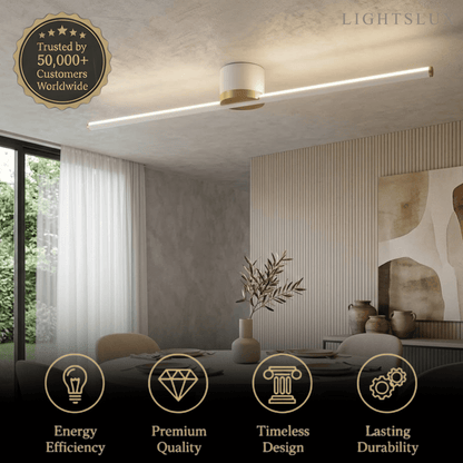 Arcato Minimalist Linear LED Ceiling Light – Black/White Metal for Hallway/Living Room