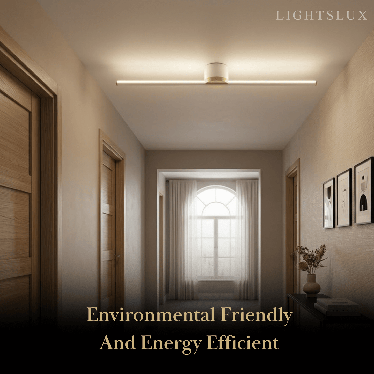 Arcato Minimalist Linear LED Ceiling Light – Black/White Metal for Hallway/Living Room