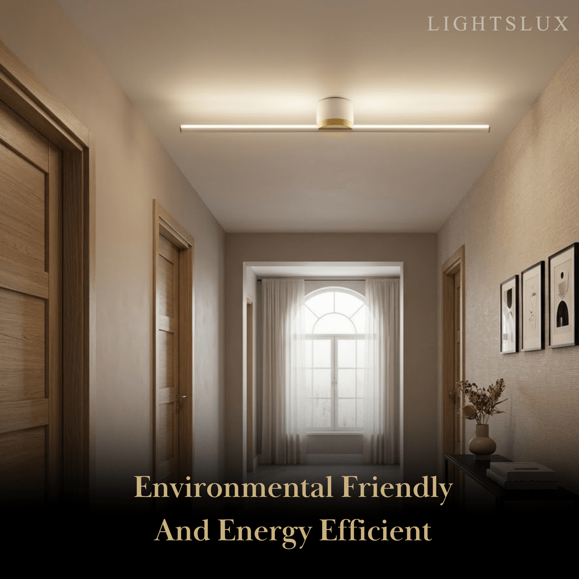 Arcato Minimalist Linear LED Ceiling Light – Black/White Metal for Hallway/Living Room