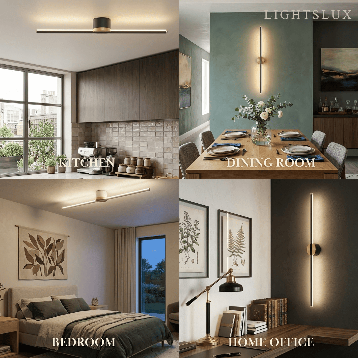 Arcato Minimalist Linear LED Ceiling Light – Black/White Metal for Hallway/Living Room