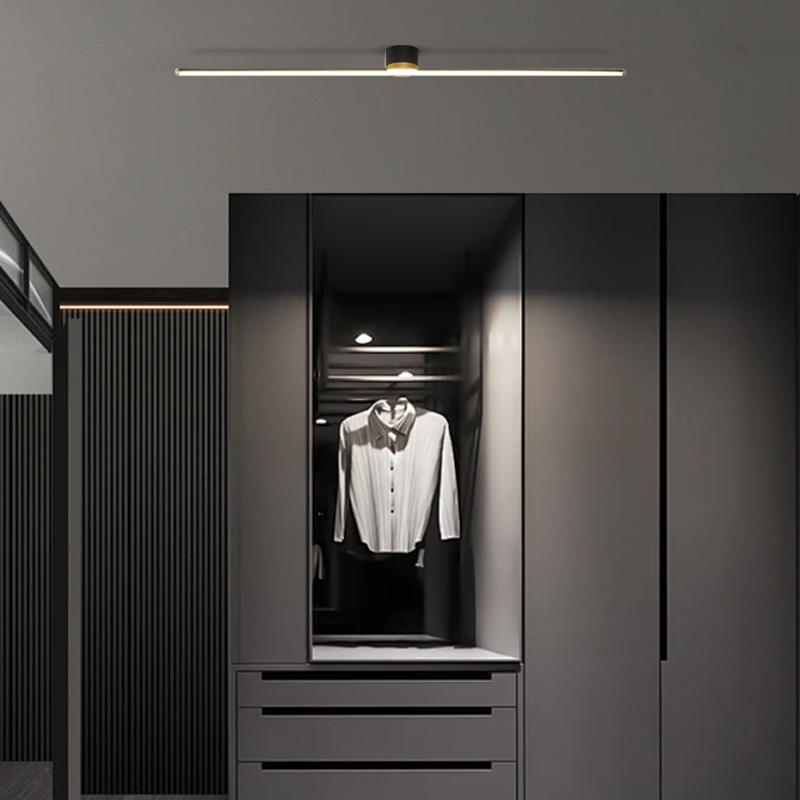 Modern Black Ceiling Light Linear Cloakroom 100cm B
