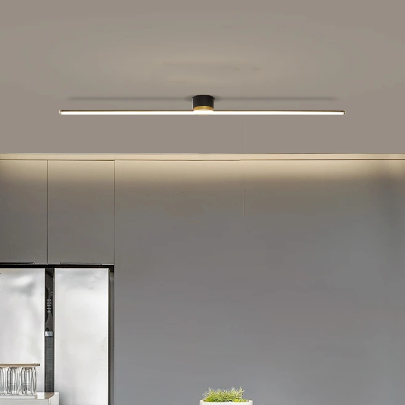Modern Black Ceiling Light Linear Living Room 121cm B
