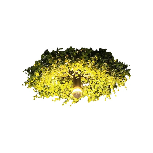 Botanica Art Deco Modern LED Ceiling Light – Plant Green Flush Mount Fixture
