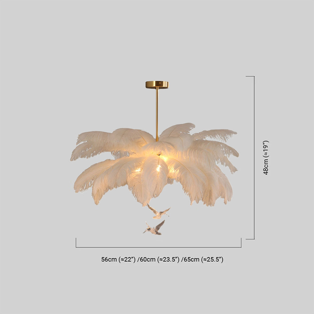 Art Deco Feather Pendant Light  Dimension