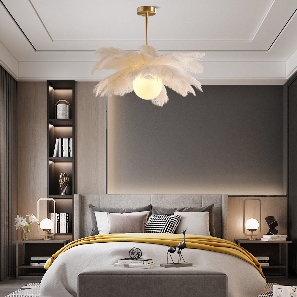 Elegant Feather Pendant Light Bedroom