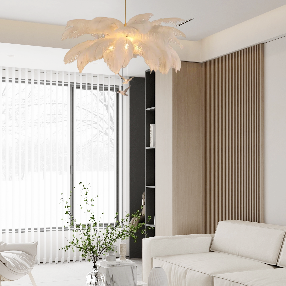Elegant Feather Pendant Light Living Room
