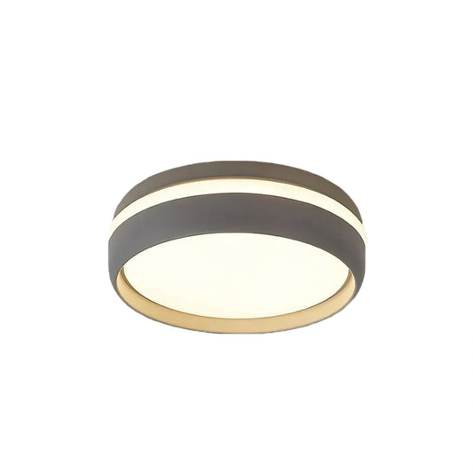 Embrace Modern Round Ceiling Light – Black or Grey Metal for Bedroom