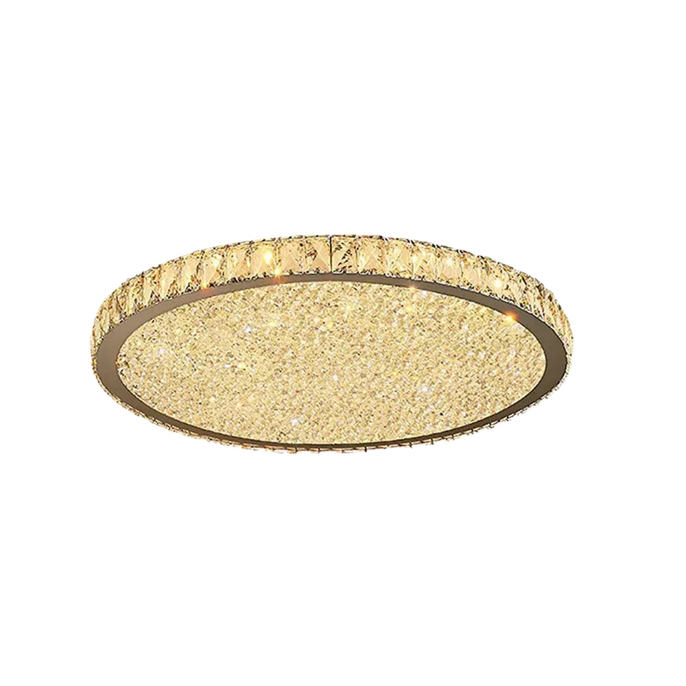 Lámpara de techo redonda Excelis Royal - Cristal transparente/ámbar y metal para sala de estar