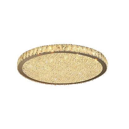 Lámpara de techo redonda Excelis Royal - Cristal transparente/ámbar y metal para sala de estar