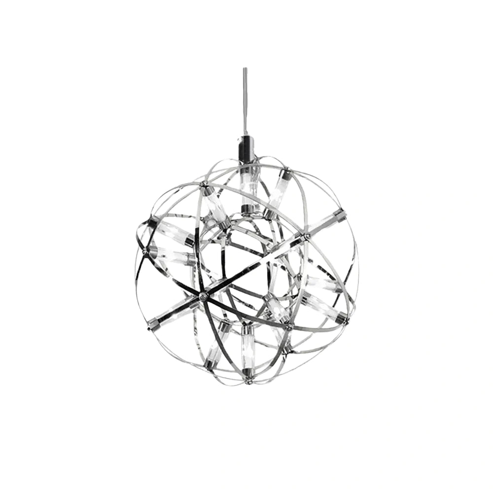 Lámpara colgante industrial Irondale con forma de globo - Metal cromado/dorado para sala de estar