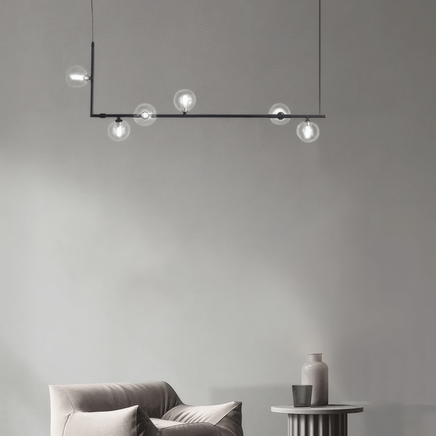 Nebula Minimalist Linear Pendant Light - Black