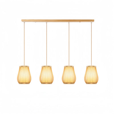 Bamburo Rustic Handwoven Rattan Pendant Light -- Natural Texture for Dining Room