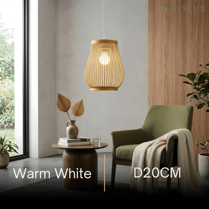 Bamburo Rustic Handwoven Rattan Pendant Light -- Natural