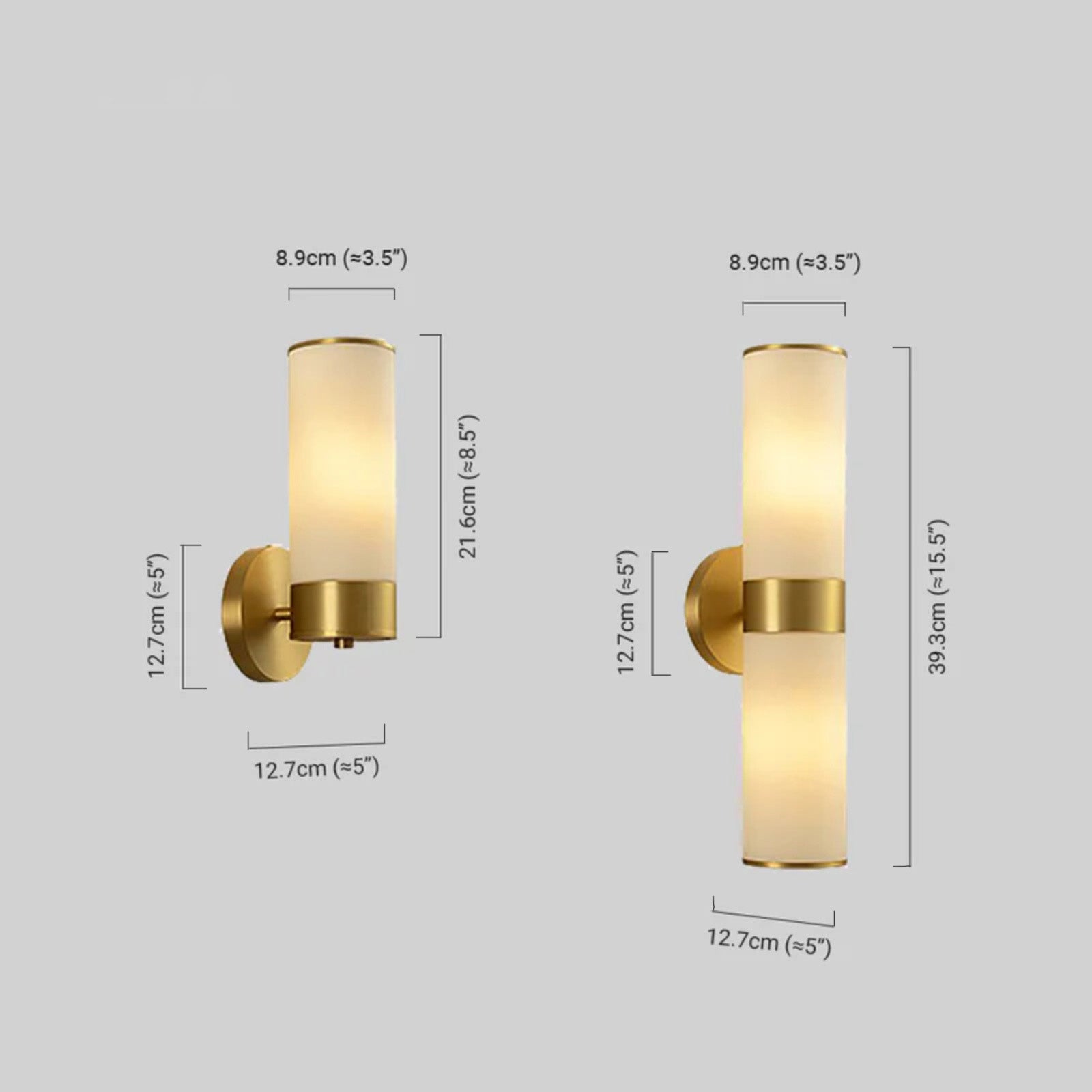 Royal Brass Wall Lamp - Metal Glass Dimension