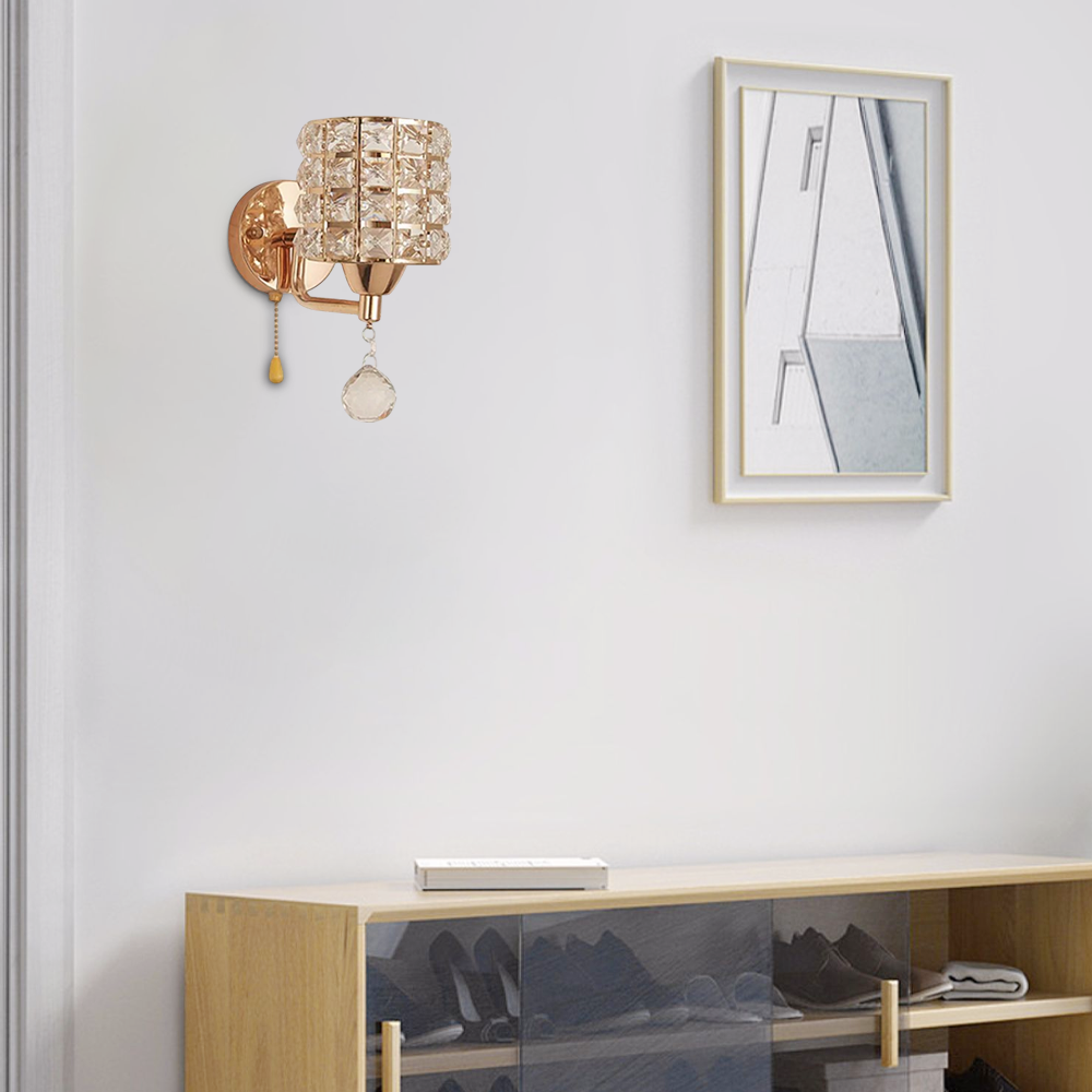 Wall Lamp — Gold/Chrome Metal Cylinder LED,Living Room