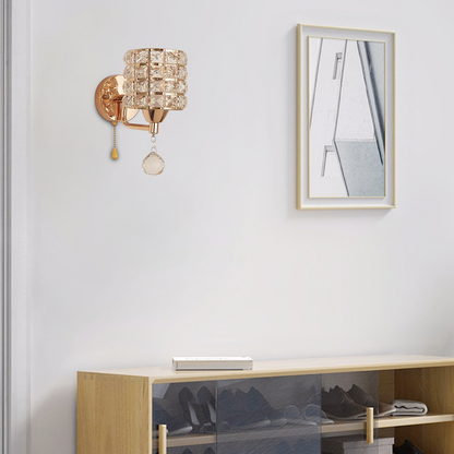 Wall Lamp — Gold/Chrome Metal Cylinder LED,Living Room