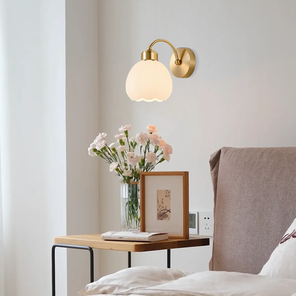 Modern Floral Wall Lamp with No Switch for Bedroom