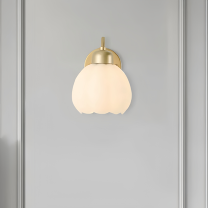 Lámpara de pared Crema - Moderna, metal y cristal con diseño floral dorado