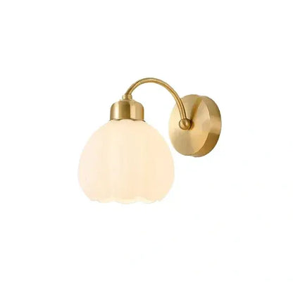 Crema Modern  Gold Floral Wall Lamp – Metal/Glass Fixture for Bedroom