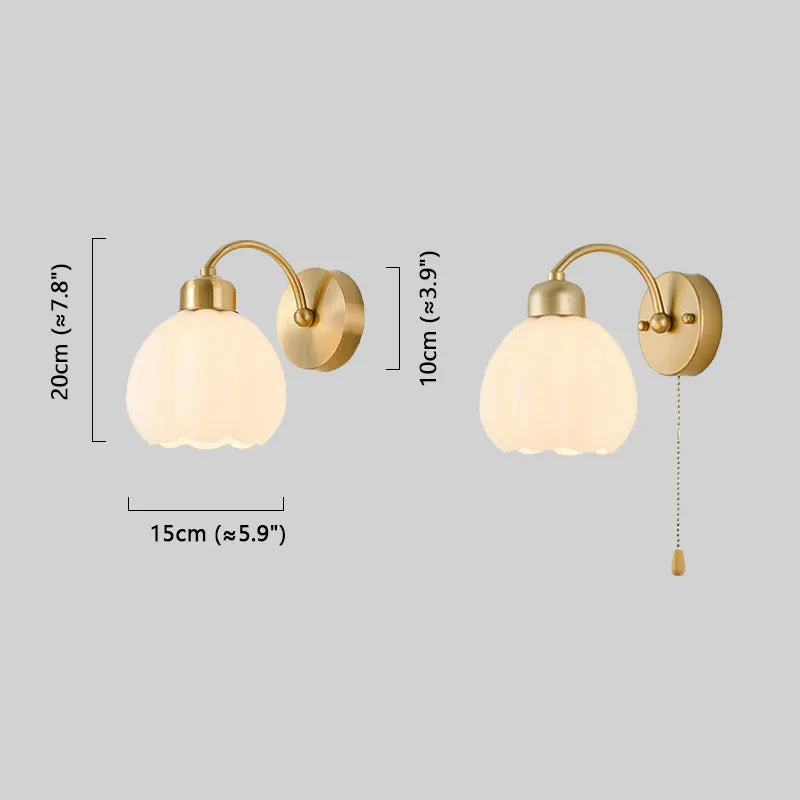 Modern  Gold Floral Wall Lamp Size