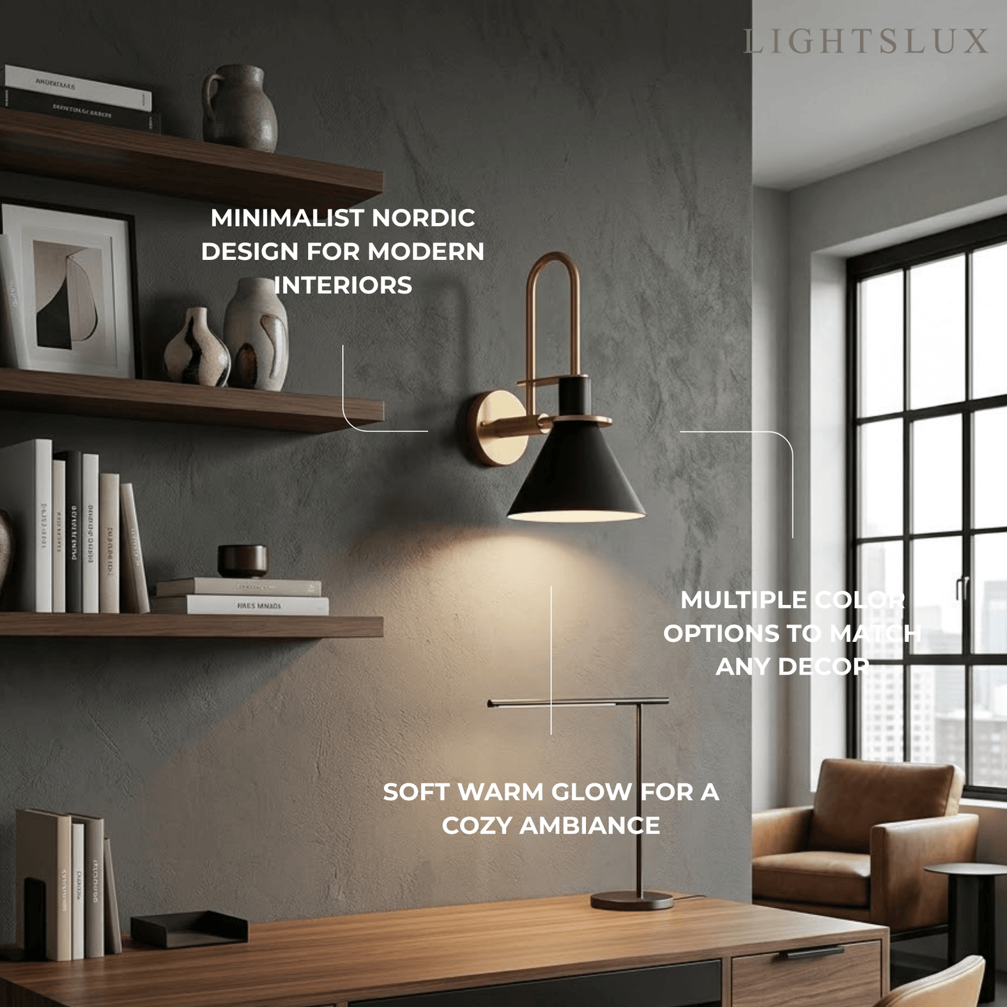 Irondale Nordic Conical Wall Lamp - Metal for Living Room/Bedroom