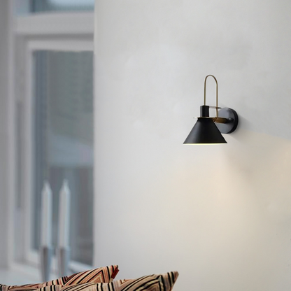 Nordic Black Conical Wall Lamp for Living Room