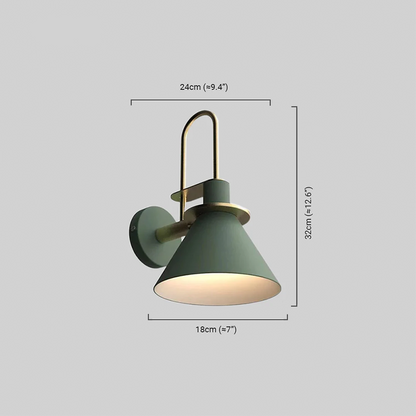 Nordic Gray Conical Wall Lamp Dimension