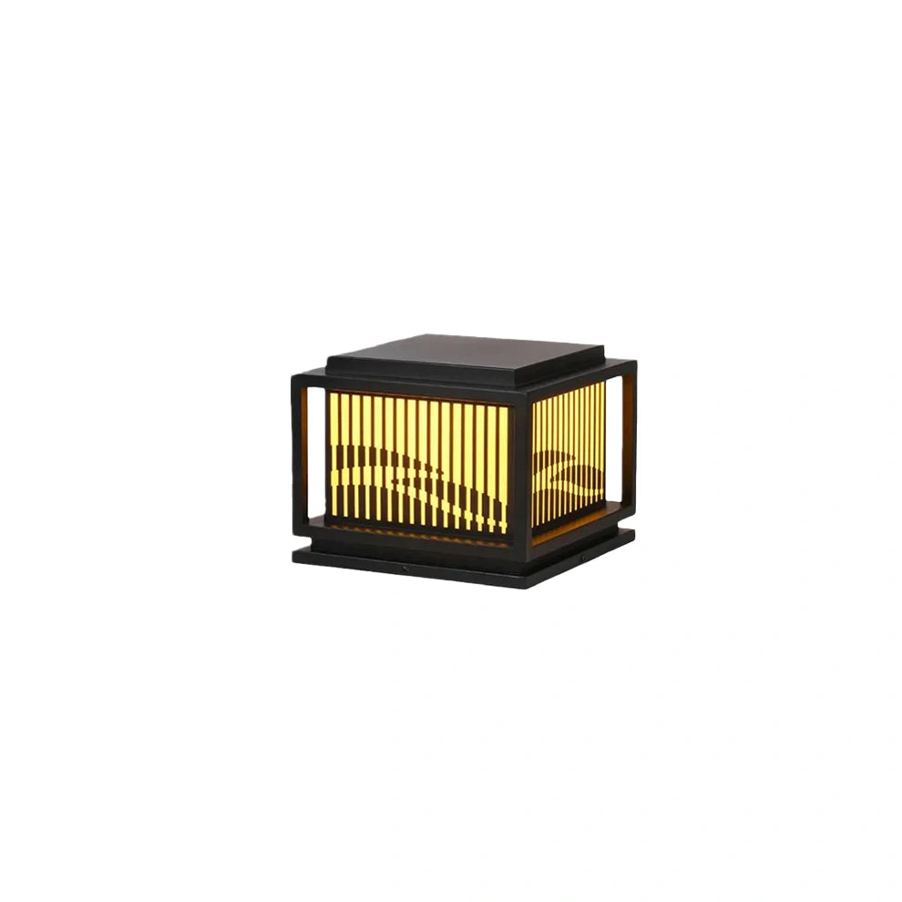 Vintage Metal Outdoor Pillar Light - Black Square