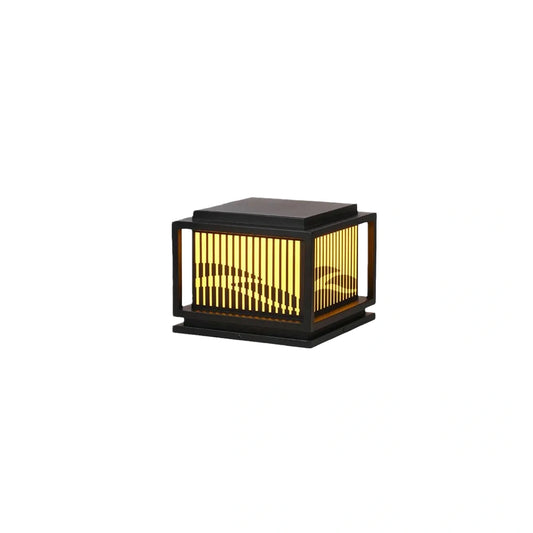 Vintage Metal Outdoor Pillar Light - Black Square