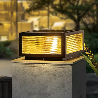 Modern Black Square Solar Outdoor Path Light  Gatepost