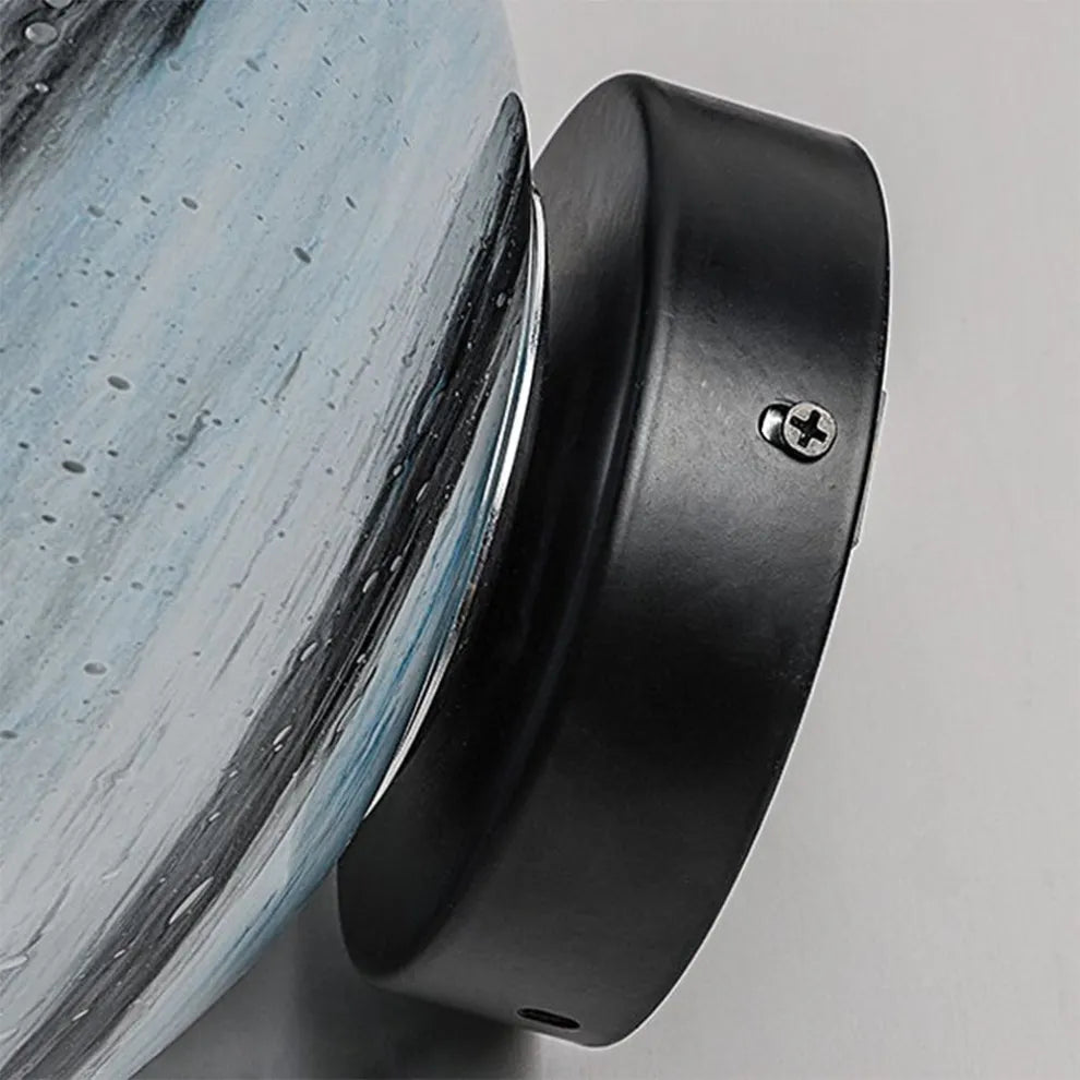 Moon-Shaped Metal/Glass Pillar Lamp