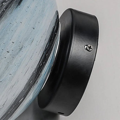 Moon-Shaped Metal/Glass Pillar Lamp